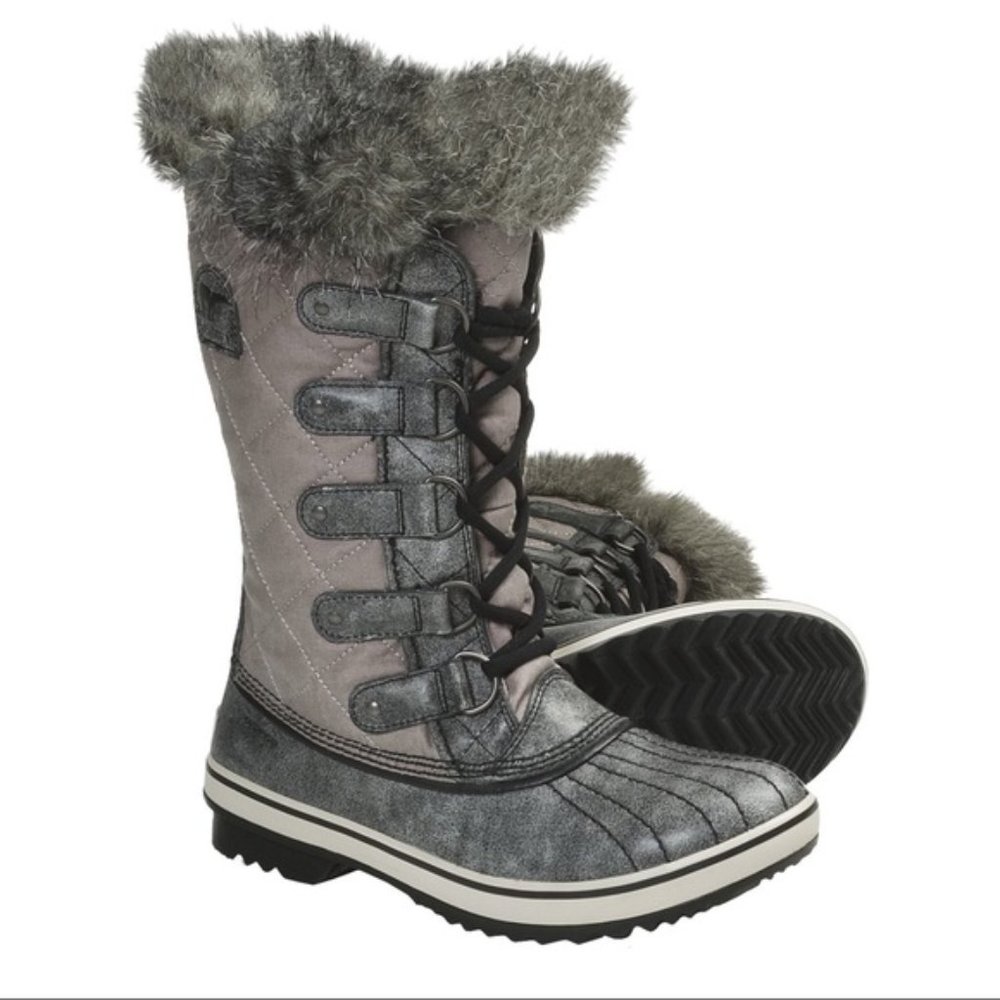 Sorel Tofino Tall Distressed Gray Faux Bur Boots